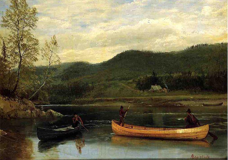 Albert Bierstadt Men in Two Canoes Norge oil painting art